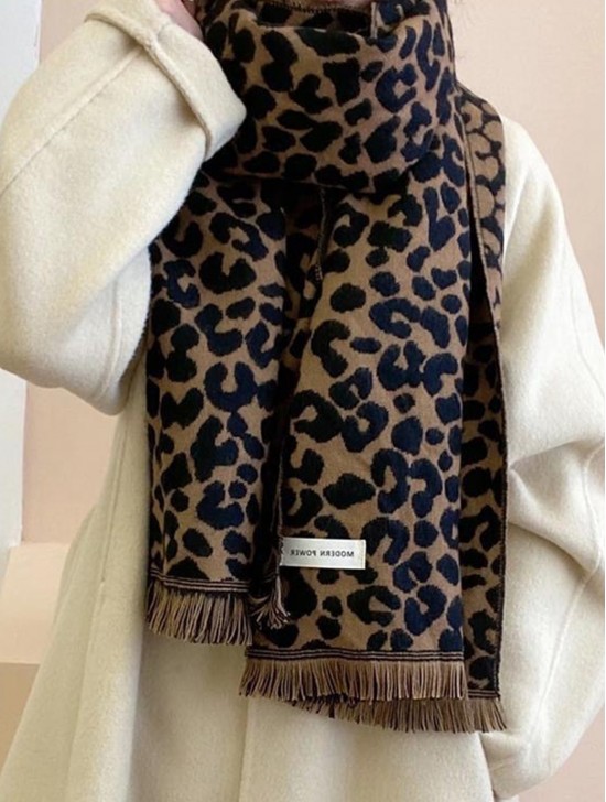Soft Leopard Print Blanket Scarf